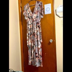 Long flowered lilac dress